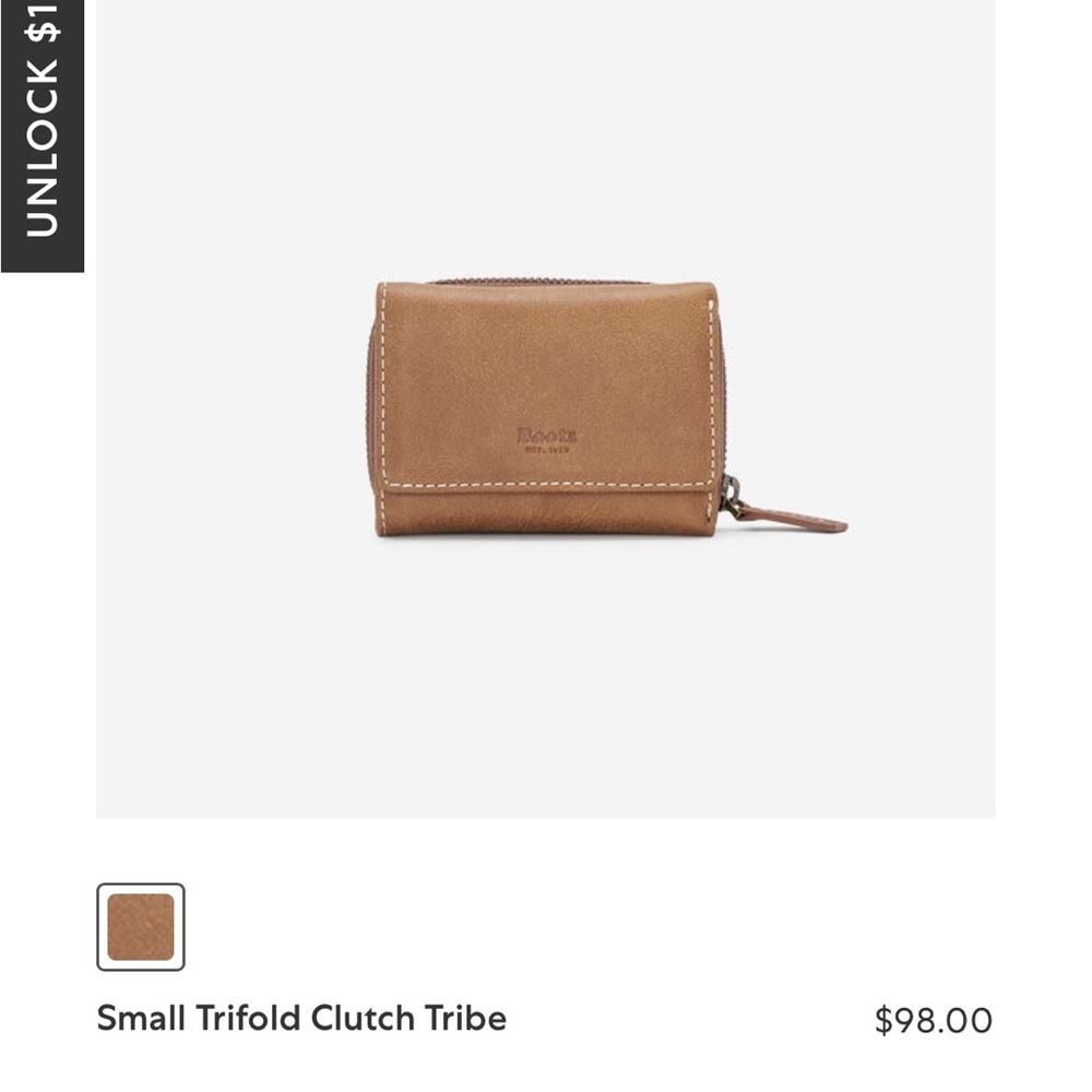 Roots Tan Leather Compact Wallet